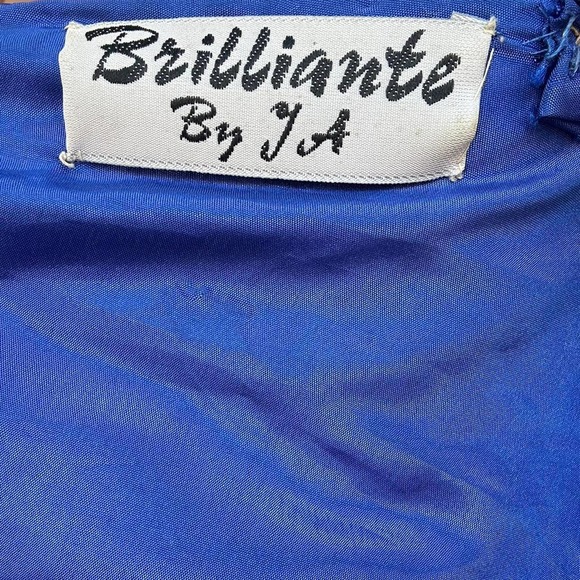 Vintage 80's Blue Sequin Dress Cocktail Beaded Silk Dress BRILLIANTE by JA - Picture 4 of 5